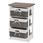 Terena Modern Transitional Two-Tone Walnut Brown and White Finished Wood 3-Basket Storage Unit FredCo