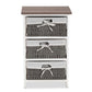 Terena Modern Transitional Two-Tone Walnut Brown and White Finished Wood 3-Basket Storage Unit FredCo