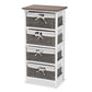 Terena Modern Transitional Two-Tone Walnut Brown and White Finished Wood 4-Basket Storage Unit FredCo