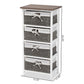 Terena Modern Transitional Two-Tone Walnut Brown and White Finished Wood 4-Basket Storage Unit FredCo