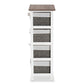 Terena Modern Transitional Two-Tone Walnut Brown and White Finished Wood 4-Basket Storage Unit FredCo