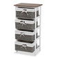 Terena Modern Transitional Two-Tone Walnut Brown and White Finished Wood 4-Basket Storage Unit FredCo