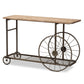 Terence Vintage Rustic Industrial Natural Finished Wood and Black Finished Metal Wheeled Console Table FredCo