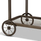 Terence Vintage Rustic Industrial Natural Finished Wood and Black Finished Metal Wheeled Console Table FredCo