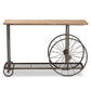 Terence Vintage Rustic Industrial Natural Finished Wood and Black Finished Metal Wheeled Console Table FredCo