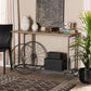 Terence Vintage Rustic Industrial Natural Finished Wood and Black Finished Metal Wheeled Console Table FredCo