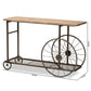 Terence Vintage Rustic Industrial Natural Finished Wood and Black Finished Metal Wheeled Console Table FredCo