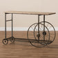 Terence Vintage Rustic Industrial Natural Finished Wood and Black Finished Metal Wheeled Console Table FredCo
