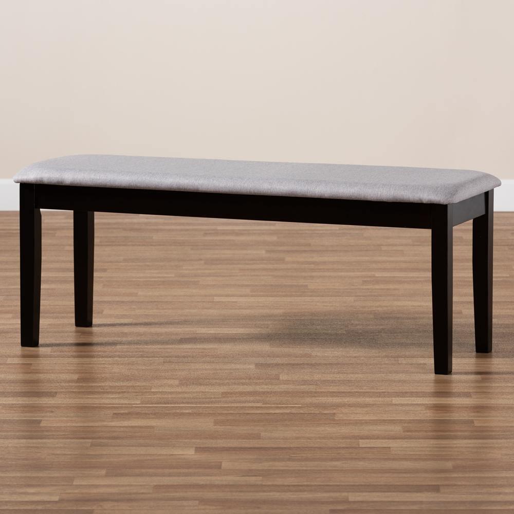Teresa Modern and Contemporary Transitional Grey Fabric Upholstered and Dark Brown Finished Wood Dining Bench FredCo
