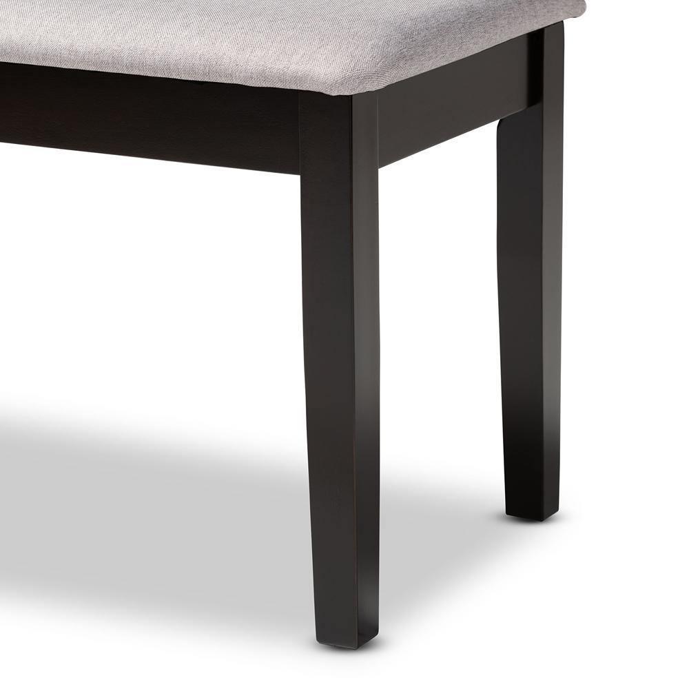 Teresa Modern and Contemporary Transitional Grey Fabric Upholstered and Dark Brown Finished Wood Dining Bench FredCo