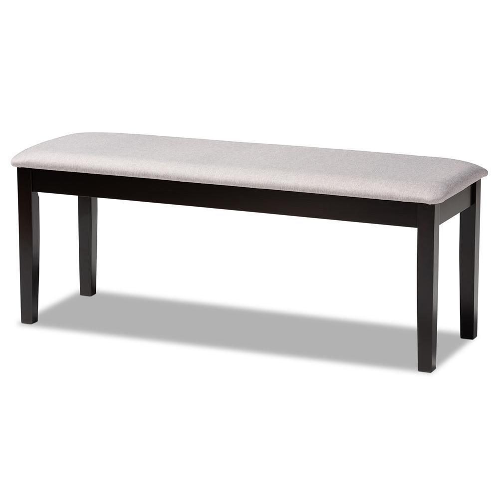 Teresa Modern and Contemporary Transitional Grey Fabric Upholstered and Dark Brown Finished Wood Dining Bench FredCo