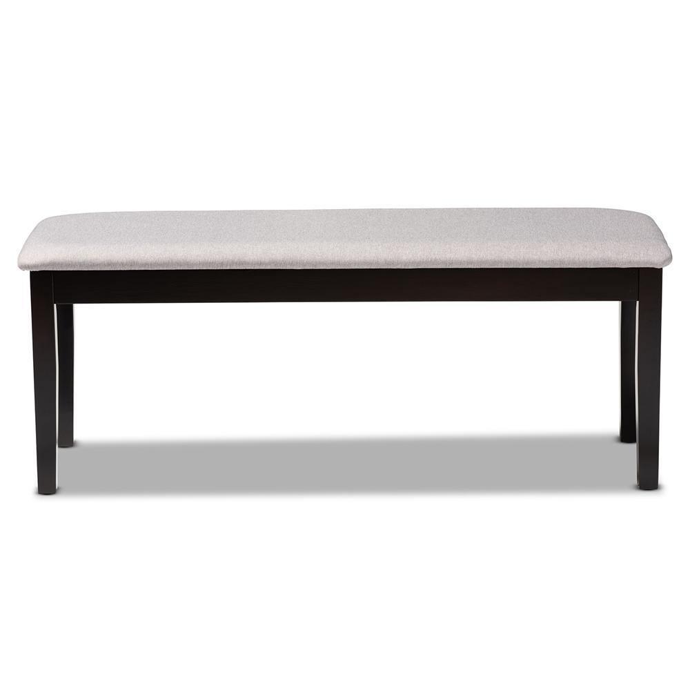 Teresa Modern and Contemporary Transitional Grey Fabric Upholstered and Dark Brown Finished Wood Dining Bench FredCo