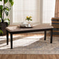 Teresa Modern and Contemporary Transitional Sand Fabric Upholstered and Dark Brown Finished Wood Dining Bench FredCo