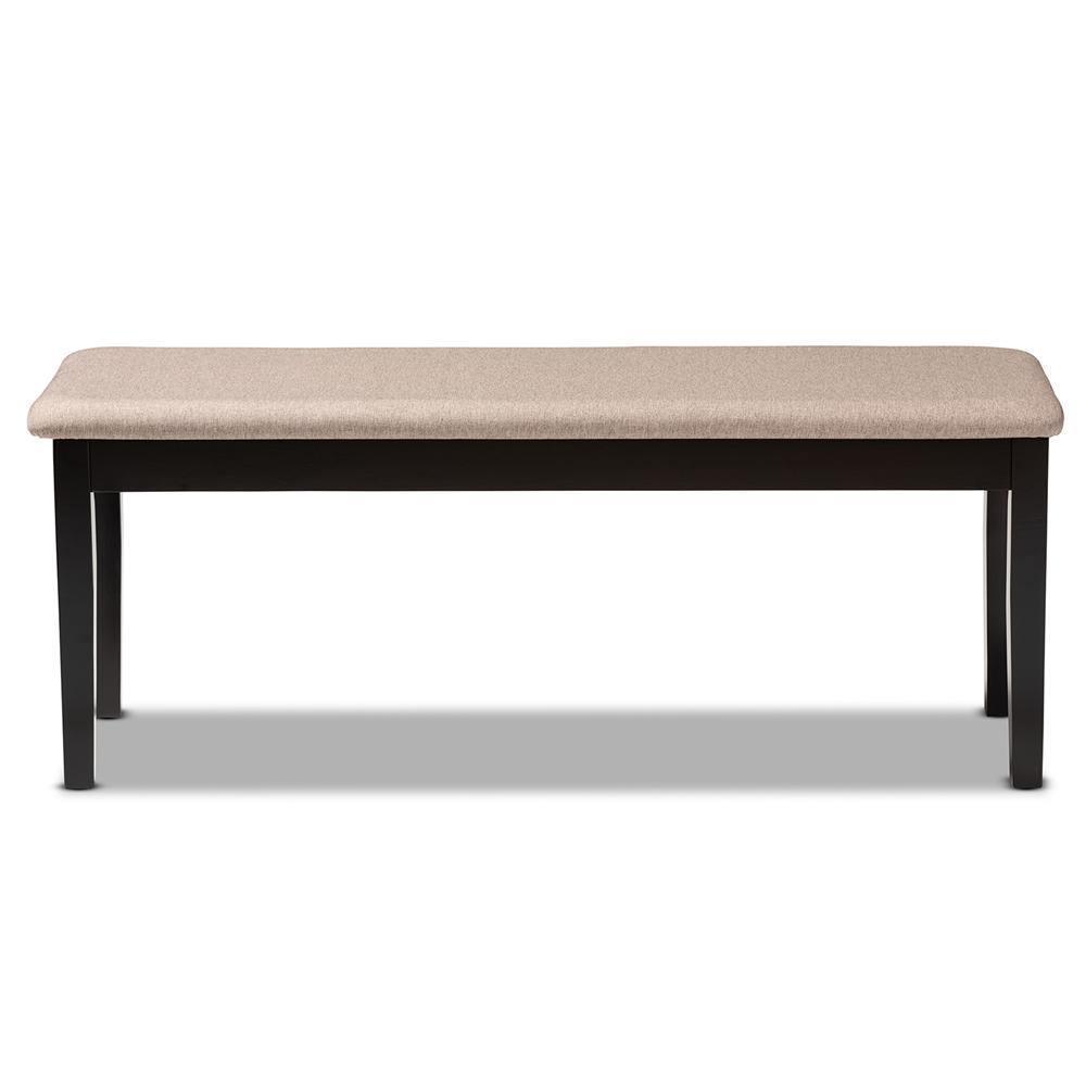 Teresa Modern and Contemporary Transitional Sand Fabric Upholstered and Dark Brown Finished Wood Dining Bench FredCo