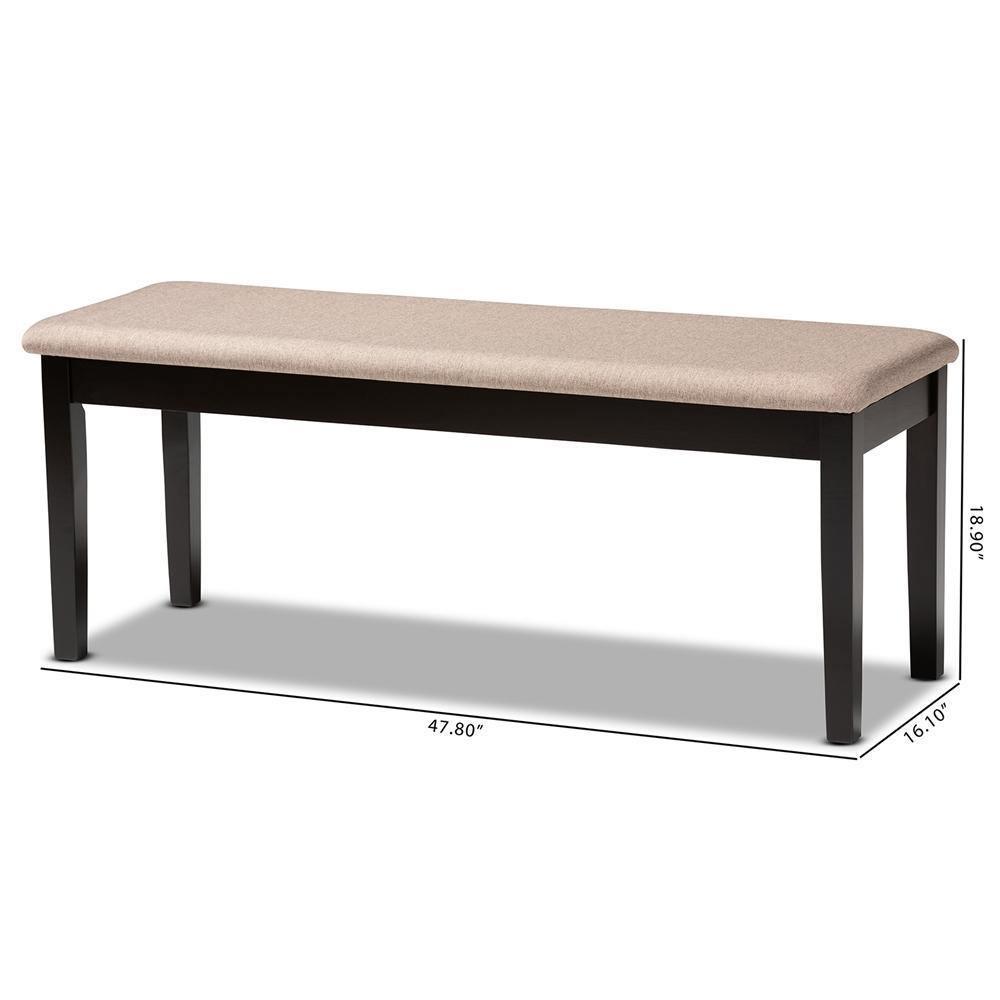 Teresa Modern and Contemporary Transitional Sand Fabric Upholstered and Dark Brown Finished Wood Dining Bench FredCo