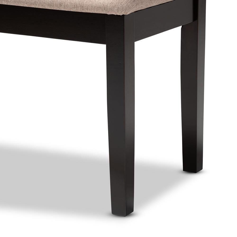 Teresa Modern and Contemporary Transitional Sand Fabric Upholstered and Dark Brown Finished Wood Dining Bench FredCo
