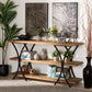 Terrell Modern Rustic and Industrial Natural Brown Finished Wood and Black Finished Metal Console Table FredCo