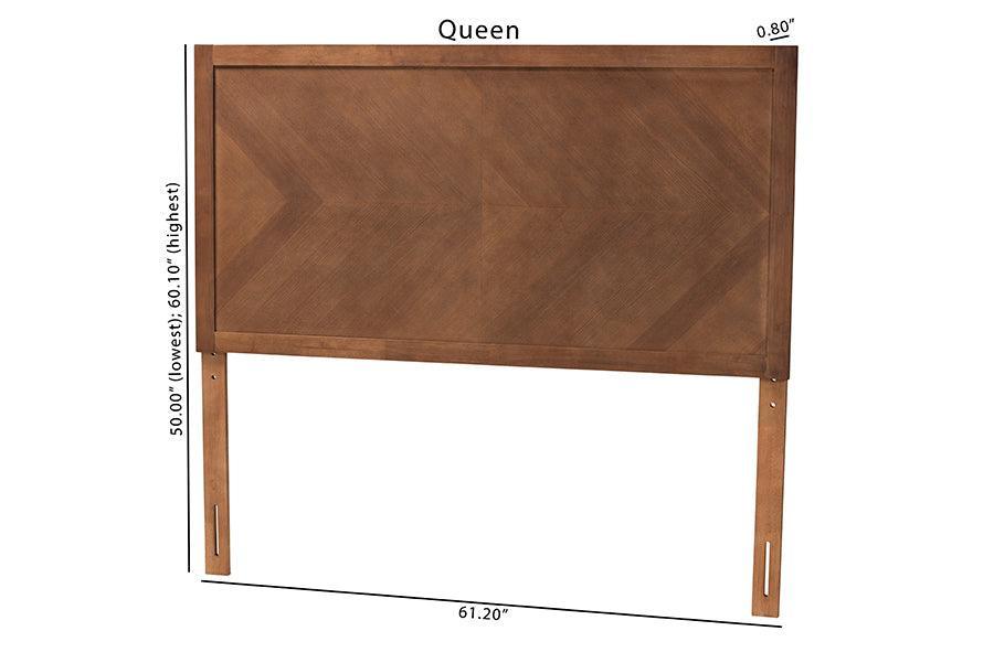 Terrian Classic and Traditional Ash Walnut Finished Wood Queen Size Headboard FredCo