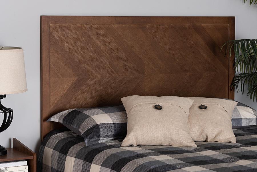 Terrian Classic and Traditional Ash Walnut Finished Wood Queen Size Headboard FredCo