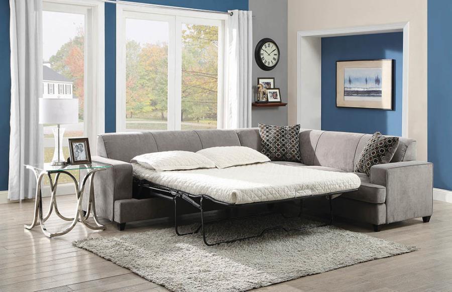 Tess L-shape Sleeper Sectional Grey 500727 Coaster FredCo