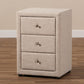 Tessa Modern and Contemporary Beige Fabric Upholstered 3-Drawer Nightstand FredCo