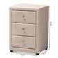 Tessa Modern and Contemporary Beige Fabric Upholstered 3-Drawer Nightstand FredCo