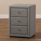 Tessa Modern and Contemporary Grey Fabric Upholstered 3-Drawer Nightstand FredCo