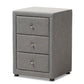 Tessa Modern and Contemporary Grey Fabric Upholstered 3-Drawer Nightstand FredCo
