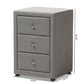 Tessa Modern and Contemporary Grey Fabric Upholstered 3-Drawer Nightstand FredCo