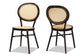 Thalia Mid-Century Modern Dark Brown Finished Metal and Synthetic Rattan 2-Piece Outdoor Dining Chair Set FredCo