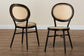 Thalia Mid-Century Modern Dark Brown Finished Metal and Synthetic Rattan 2-Piece Outdoor Dining Chair Set FredCo