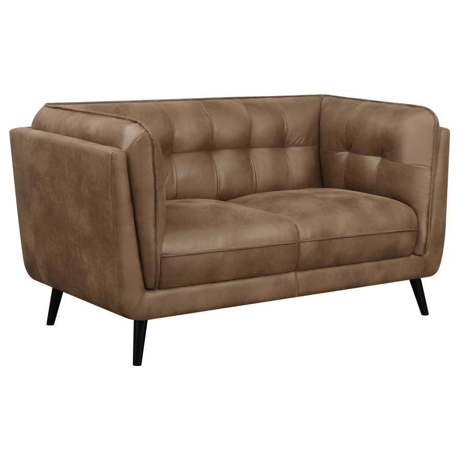 Thatcher 2-piece Upholstered Button Tufted Living Room Set Brown 509421-S2 Coaster FredCo