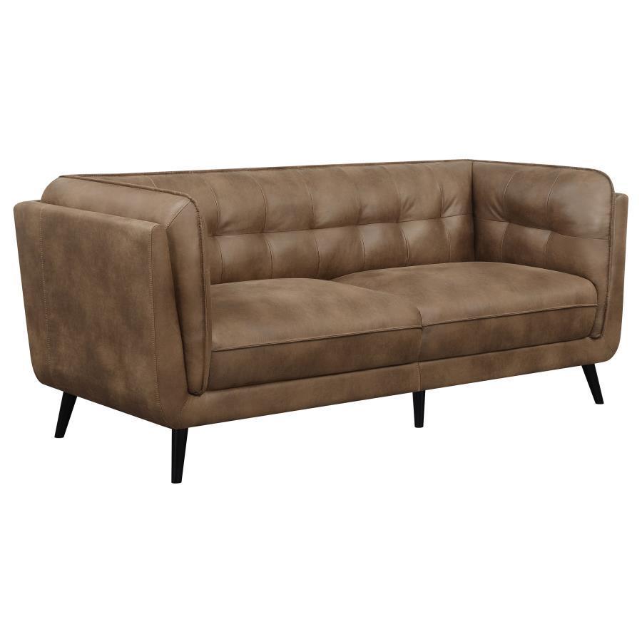 Thatcher 2-piece Upholstered Button Tufted Living Room Set Brown 509421-S2 Coaster FredCo