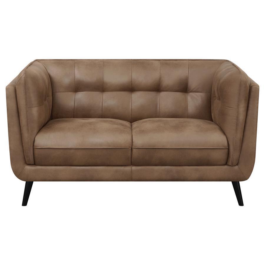Thatcher 2-piece Upholstered Button Tufted Living Room Set Brown 509421-S2 Coaster FredCo