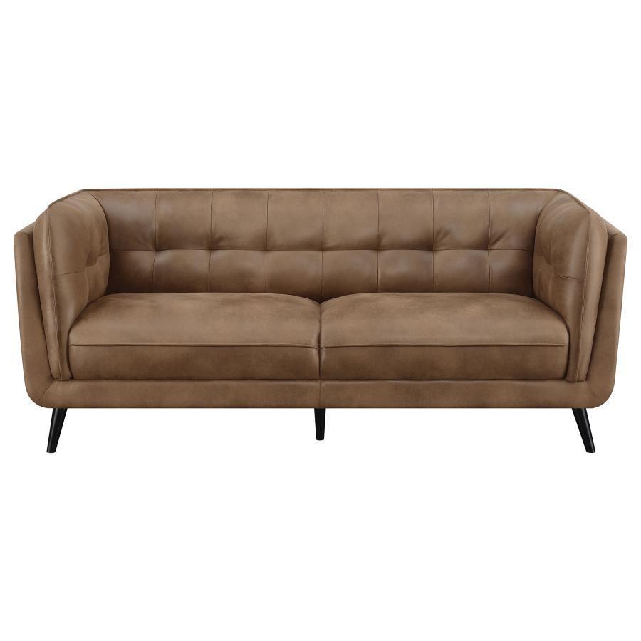 Thatcher 2-piece Upholstered Button Tufted Living Room Set Brown 509421-S2 Coaster FredCo