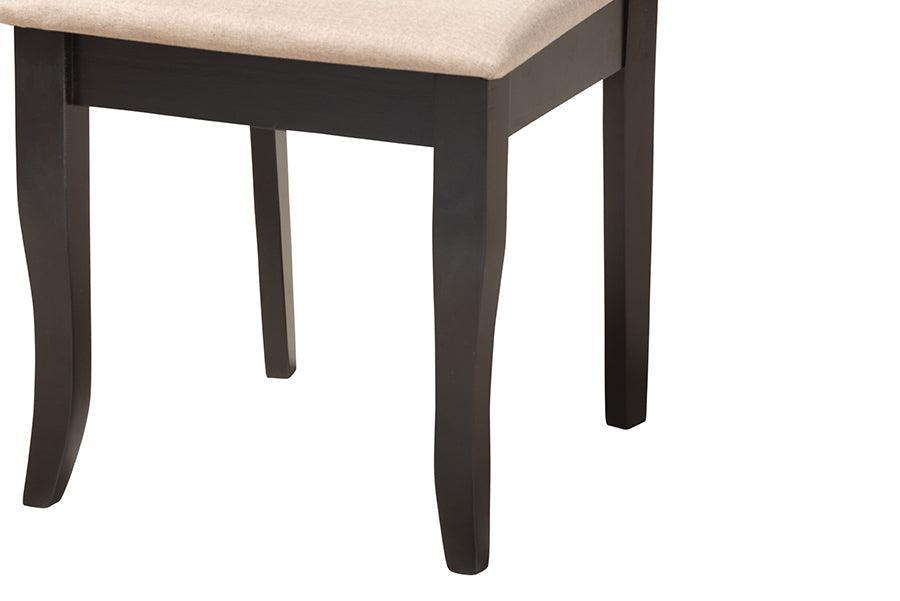 Thea Modern Beige Fabric and Dark Brown Finished Wood 5-Piece Dining Set FredCo
