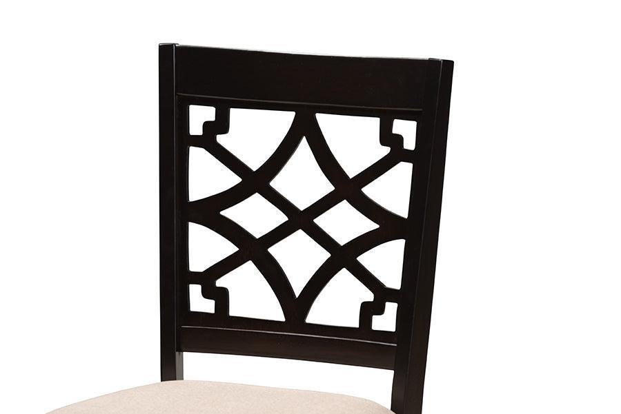 Thea Modern Beige Fabric and Dark Brown Finished Wood 5-Piece Dining Set FredCo