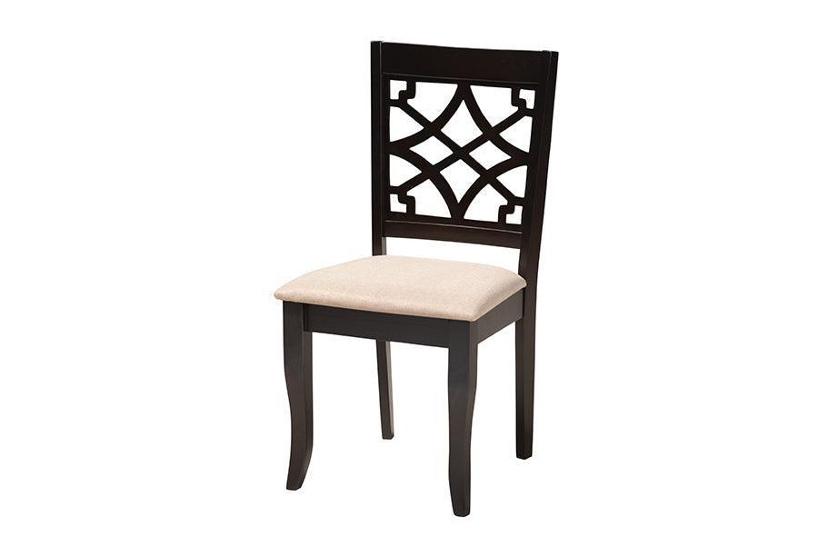 Thea Modern Beige Fabric and Dark Brown Finished Wood 5-Piece Dining Set FredCo