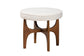 Theo Japandi Cream Boucle Fabric and Walnut Brown Finished Rubberwood Ottoman Footstool FredCo