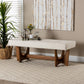 Theo Japandi Cream Boucle Fabric and Walnut Brown Finished Wood Bench FredCo
