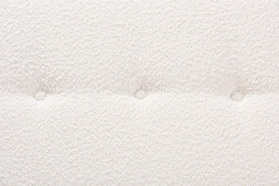 Theo Japandi Cream Boucle Fabric and Walnut Brown Finished Wood Bench FredCo