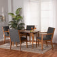Theresa Mid-Century Modern Dark Grey Fabric Upholstered and Walnut Brown Finished Wood 5-Piece Dining Set FredCo