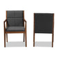 Theresa Mid-Century Modern Dark Grey Fabric Upholstered and Walnut Brown Finished Wood Living Room Accent Chair (Set of 2) FredCo