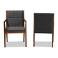 Theresa Mid-Century Modern Dark Grey Fabric Upholstered and Walnut Brown Finished Wood Living Room Accent Chair (Set of 2) FredCo