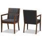 Theresa Mid-Century Modern Dark Grey Fabric Upholstered and Walnut Brown Finished Wood Living Room Accent Chair (Set of 2) FredCo