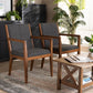Theresa Mid-Century Modern Dark Grey Fabric Upholstered and Walnut Brown Finished Wood Living Room Accent Chair (Set of 2) FredCo