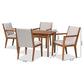 Theresa Mid-Century Modern Greyish Beige Fabric Upholstered and Walnut Brown Finished Wood 5-Piece Dining Set FredCo