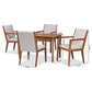 Theresa Mid-Century Modern Greyish Beige Fabric Upholstered and Walnut Brown Finished Wood 5-Piece Dining Set FredCo