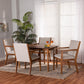 Theresa Mid-Century Modern Greyish Beige Fabric Upholstered and Walnut Brown Finished Wood 5-Piece Dining Set FredCo