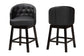 Theron Mid-Century Transitional Black Faux Leather and Espresso Brown Finished Wood 2-Piece Swivel Counter Stool Set FredCo